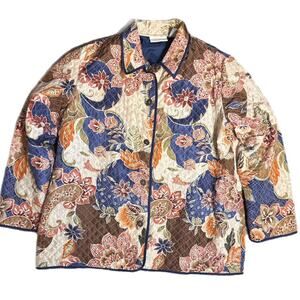 Alfred dunner quilted light weight floral jacket size (14)